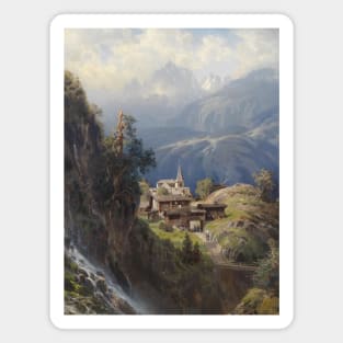 Village in the Bernese Alps by Adolf Mosengel Magnet